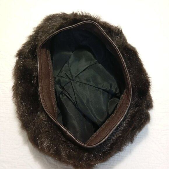 Vintage Fur Beret Dark Brown Union Made Authentic Womens Winter Hat main image 6